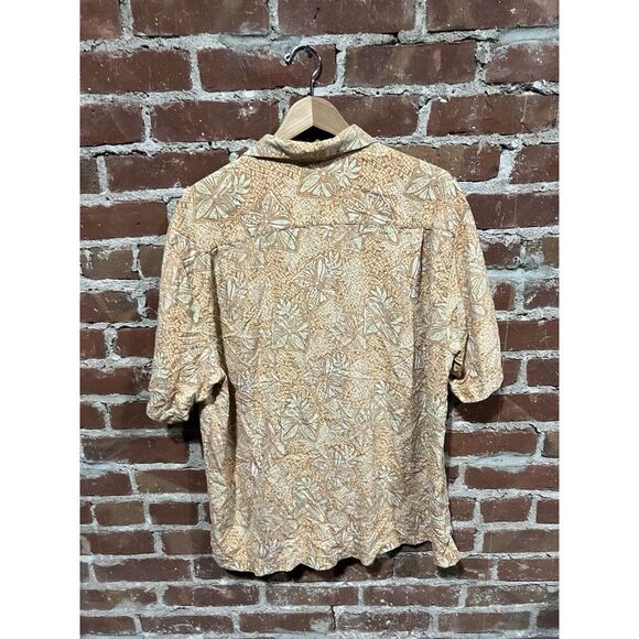 Tommy Bahama Mens Orange Floral Short Sleeve Silk Button Up Shirt Size XL - Picture 2 of 3